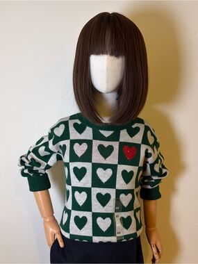 Epic Threads Girls Heart Sweater NWT Green/White XS (5-6)